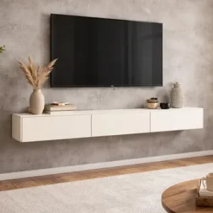Rack Aparador Suspenso 3 Portas Linea Até 75'' 160cm Off White - Imagem 4
