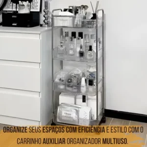 Carrinho De Canto Organizador Auxiliar Rodinha 4 Prateleiras - Imagem 5