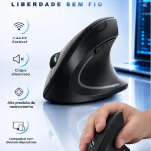 Mouse Vertical Ergonômico Recarregável Sem Fio Bluetooth Led Usb 2.4g 1600 Dpi Silencioso Portátil - Imagem 3