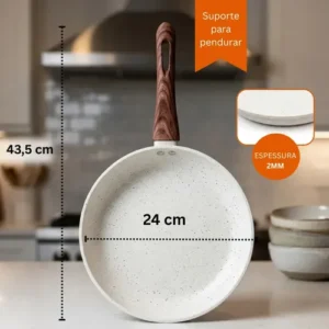 Frigideira De Indução Cerâmica Não Gruda Antiaderente Frita Sem Óleo Grande Fogão A Gás Indução Cooktop Elétrico Panela 24cm Creme Pítia - Imagem 5