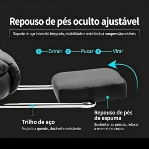 Cadeira Escritório Presidente Massageador Couro H Homall Preto Couro Este apoio de pés é ajustável e giratório, perfeito para uso no estudo ou no escritório. A capacidade de carga é de 120kg - Imagem 6