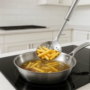 Kit 4 Utensílios Inox Cozinha Colher Concha Escumadeira - Imagem 9