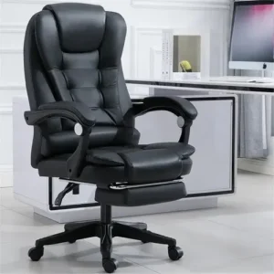 Cadeira Escritório Presidente Massageador Couro H Homall Preto Couro Este apoio de pés é ajustável e giratório, perfeito para uso no estudo ou no escritório. A capacidade de carga é de 120kg - Imagem 1