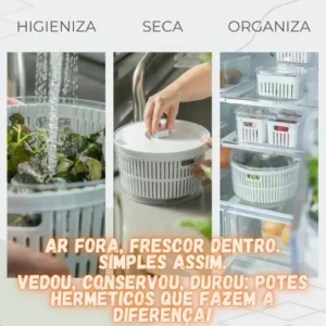 Conjunto Secador e Organizador De Salada De Geladeira Centrífuga Secador 5.5L - Imagem 12