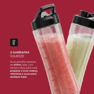Liquidificador Portátil Wap Blender Go Wbg600 700ml Com 4 Lâminas Em Inox E Trava De Segurança - Imagem 5