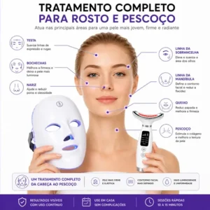 Kit Máscara Led Fototerapia 7 Cores + Massageador Facial Pro - Imagem 10