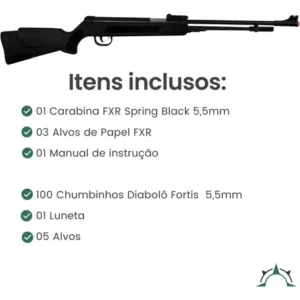 Carabina Pressão Ar Comprimido Espingarda Fxr Spring Black - Imagem 3