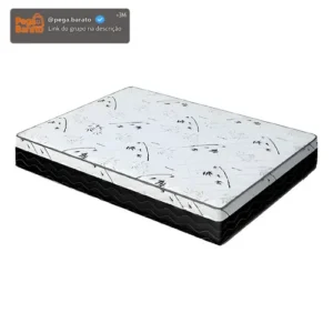 Colchão Casal Espuma D33 One Face - Bello Box - 17x138x188 Cor Branco C/ Preto - Imagem 1