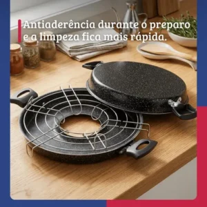 Churrasqueira De Fogão Antiaderente 25Cm Preto Nacional - Imagem 3