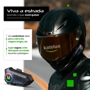 Fone De Ouvido Para Capacete Moto Bluetooth Headset Rgb Sem Fio Kateluo - Imagem 5