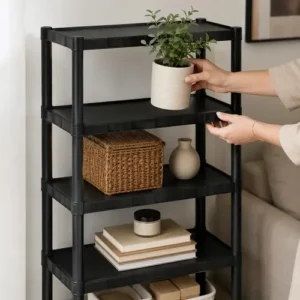 Estante Plastica Modular 5 Prateleiras Multiuso Organizadora Preta - Marianopole - Imagem 4