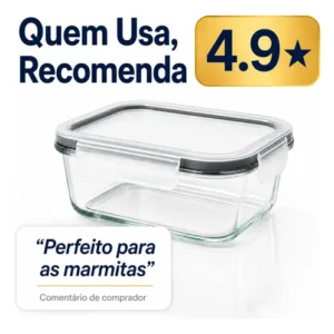 Pote Vidro Hermético Retangular Tampa 450ml Kit 5 Peças - Imagem 8