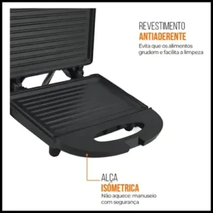 Sanduicheira Grill 2 Em 1 Kian Preta Elétrica 750w Cor Preto,Seu Mixto Quente Ultra Rápido, e Outros Petiscos - Imagem 5