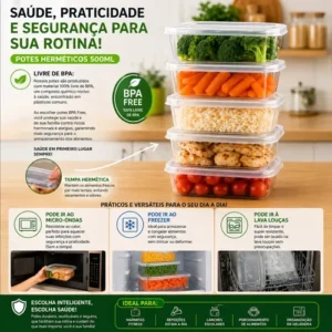 Kit 10 Potes 500ml Bpa Free Freezer Microondas Reutilizável - Imagem 3