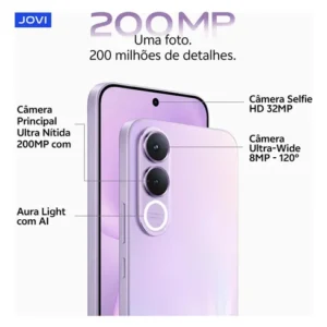 Smartphone JOVI V70 5G Câmera 200MP 512GB de Memória 16GB RAM (8GB + 8GB RAM expansível) Bateria de 7000mAh, Processador Octa-Core, Pacote de Benefícios com troca de tela grátis - Azul Safira - Imagem 3