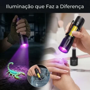 Lanterna Uv Led Luz Negra Roxa Ultravioleta Detecta Escorpião Nota Falsa Dinheiro Inseto Seca Unha Resina Máscara Bateria Recarregável Usb Portátil Potente Mini - APFER - Imagem 6