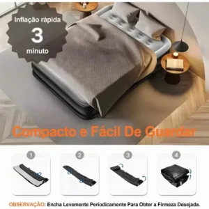 Colchão Inflável Queen Nepul Duplo Com 2 Travesseiro Inflável NE-999 cor Cinza - Imagem 9