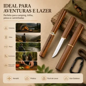 Faca Dupla Multiuso Com Bainha Afiada Pesca Camping Trilha - Imagem 7