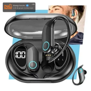Fone de Ouvido Bluetooth TWS Esportivo com Gancho para Academia e Corrida - Imagem 1