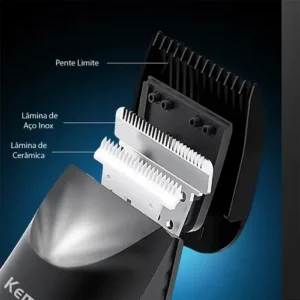 Máquina Kemei KM-1845 Cerâmica Sem Fio Recarregável - Imagem 4