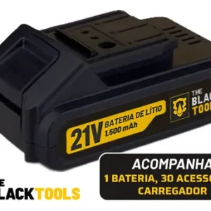 Parafusadeira Furadeira De Impacto A Bateria 21V 3/8” Bivolt 1400 Rpm Com Acessórios E Maleta TB-21PZW The Black Tools - Imagem 9