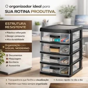 Gaveteiro Organizador 4 Gavetas Multiuso Reforçado Grande - Imagem 6