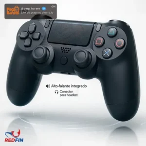 Controle Sem Fio Bluetooth Para Ps4 Videogame Joystick Tv Samsung Pc P4 Ps 4 Dual Shock Manete Pc Gamer Controle Bluetooth Tv Smart Sem Fio Celular Headset Com P2 Cor Preto - Marca REDFIN - Imagem 1