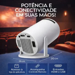 Projeto Smart Portátil TV Hd 4k Bluetooth Wifi Cor Branco Android 11.0 5g Cinema em Casa Imagem Nítida Compatível Com Diversos Dispositivos Hy300 Com Controle VLX - Imagem 4
