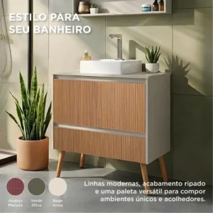 Gabinete P/ Banheiro Suspensa Com Cuba Apoio Branca - Imagem 12