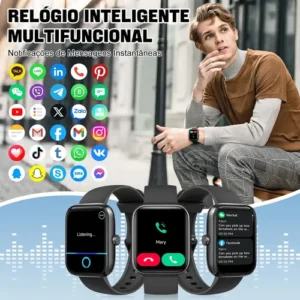 Relógio Inteligente Smartwatch Alexa Chamadas NOVANTE Masculino Feminino Esportivo Ip68 Bluetooth Notificações Instantâneas Tela Hd 1.83 300mAh 10Dias Monitor Cardíaco Spo2 Sono Ecg Pagamento Offline - Imagem 13
