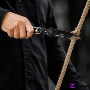 Canivete Automático Escorpião ZORNIX Aço Inox, Dobrável, Lâmina 9cm, Trava de Segurança, Clip de Bolso, Compacto, Camping e Pesca Resistente para trilhas - Imagem 5