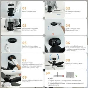Ventilador De Teto 36 Controle Remoto Com Luz Led Silencioso - Imagem 10