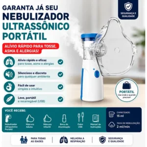 Inalador Nebulizador Portatil Aparelho Inalação Silencioso - Imagem 3