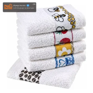 Pano de Prato Atoalhado Atacado Laune Gourmet Kit com 5 peças cor Branco Desenho Sortidos Laune Haus - Imagem 1