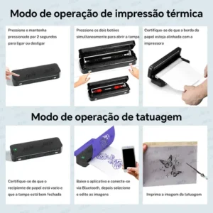 Impressora Térmica E De Tatuagem 2en1 Portátil Com Bluetooth - Imagem 8