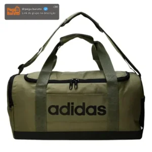 Mala Duffel Pequena Linear Feminino E Masculino adidas Cor Olive Strata / Black Desenho do tecido Liso - Imagem 1