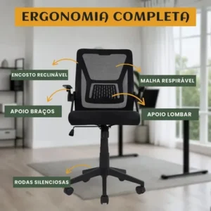 Cadeira de Escritório Presidente Ergonômica Valencia Diretor Executiva com Apoio de Braço, Suporte Lombar e Malha Respirável LuvinCo - Imagem 8