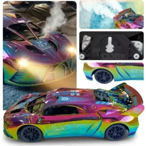 Carrinho Controle Remoto Recarregável Grande Solta Fumaça Luzes Farol Esportivo Cor Metalizado Led Drift Hyper Atacarejo Kids - Imagem 3
