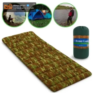 Colchonete Camping Camuflado Colchão Saco De Dormir Pesca Acampamento Retiro Trilha C/ Saco De Transporte Mochila Hz Home Tech - Imagem 1