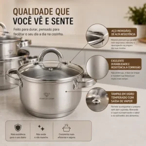 Jogo Panelas Inox 19 Peças Genebra Completo C/ Utensílios - Imagem 4