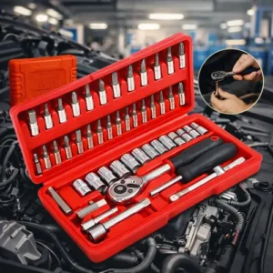 Kit Chaves Ferramentas Jogo Fenda Philips Catraca Soquete Allen 46 Peças com Maleta Completa Manual Ideal Mecânico Manutenção Casa Carro Profissional Resistente Portátil Compacto Marca VLX - Imagem 8
