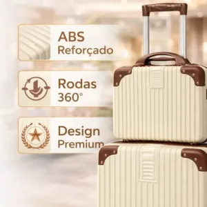 Mala De Viagem 10kg Promoção Rodas 360° Miami Com Frasqueira - Imagem 6