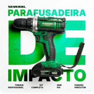 Parafusadeira Furadeira 21v 1300mah Com 2 Baterias Recarregável Sem Fio Maleta Completa Several Importados - Imagem 3