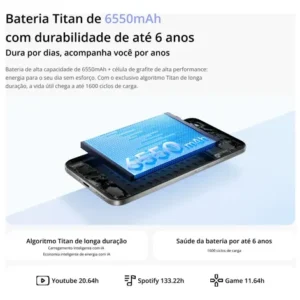 Smartphone Celular Realme 16 5g 256gb 12gb Ram Dual Sim Câmera De 50mp Lumacolor Image Espelho para Selfies Bateria 6550mah Impermeável Ip69 Pro 4200nit Amoled Branco - Imagem 8