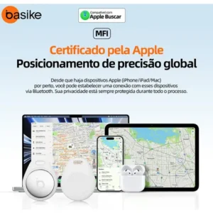 Smart Air Tag Ios Find My Buscar, Mfi, Smart Tag Gps Para Mala Pet Carro Moto Crianças Idosos Chaves Carteiras, 100m Alcance Máx, 230 Mah, 365 Dias Máx, Ip68, Compatível iPhone Com Bluetooth, Branco - Imagem 6