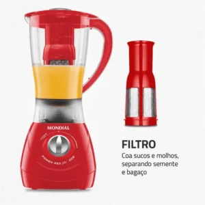 Liquidificador Power Filter Mondial Vermelho 550W L-77 - Imagem 4