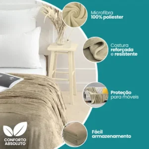 Cobertor Mantinha Microfibra Casal Manta Antialérgica Lisa Super Macia 1,80 X 2,20 Premium Cor Cáqui - Imagem 6
