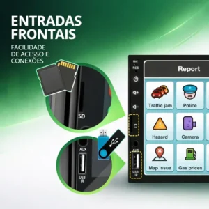 Central Multimídia Universal Mp5 1 Din 7 Espelha Dvd+ Cam - Imagem 7