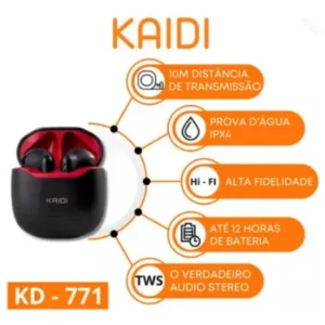 Fone De Ouvido Bluetooth Kd771 Kaidi Tws 5.1 Esporte Celular - Imagem 8
