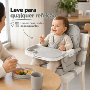 Cadeira De Alimentação Infantil Acolchoada 3 Em 1 Portátil Cor Cinza - Imagem 4